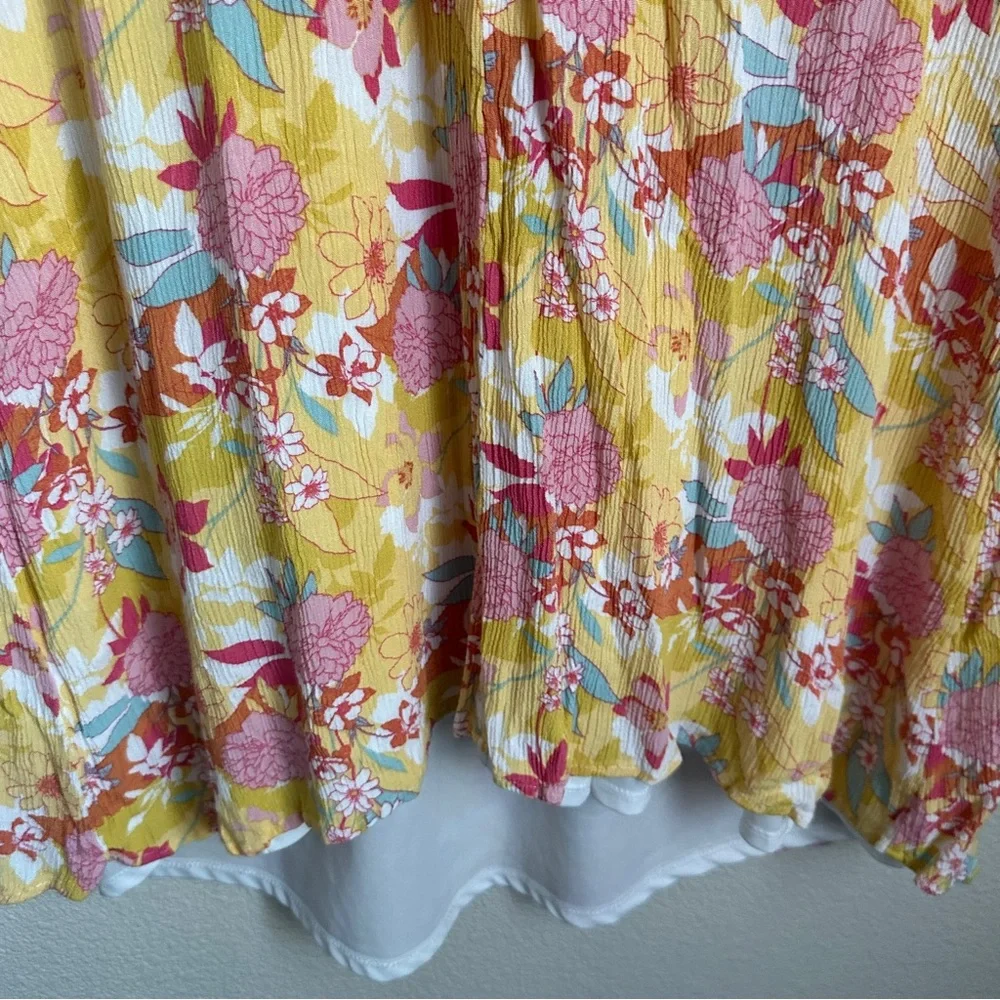 Torrid Peach Floral Gauze Hi-Lo Dress Sz 00 M‎ 10